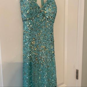 Scala Mermaid Sequin Low Back Gown